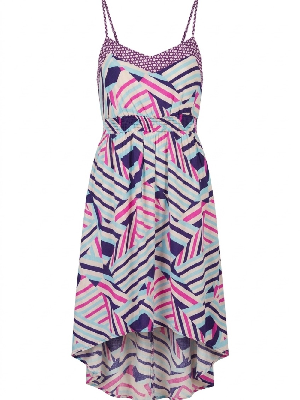 Xhilaration Purple, Pink and White Striped High-Low Spaghetti Strap Dress